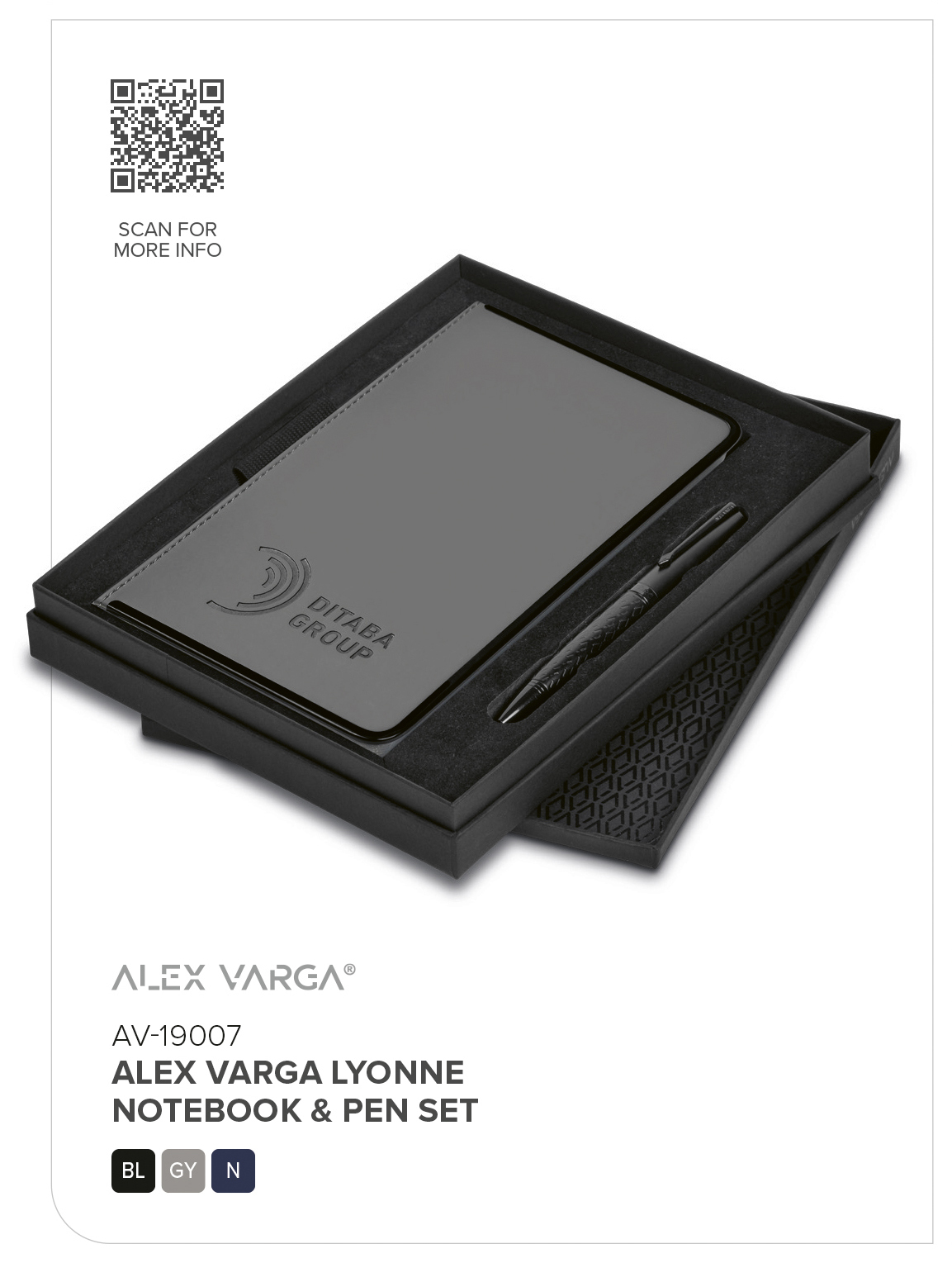 AV-19007 - Alex Varga Lyonne Notebook & Pen Set - Catalogue Image